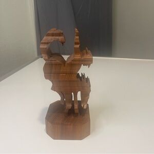 Source Unknown Brown Wood Carved Animal Sculpture